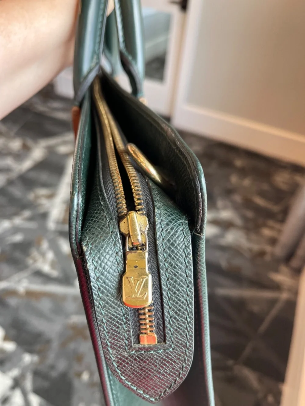 Louis Vuitton Green Taiga Leather Porte Documents Rozan Briefcase